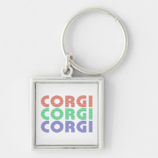 Corgi Dog Modern Colorful Text Keychain