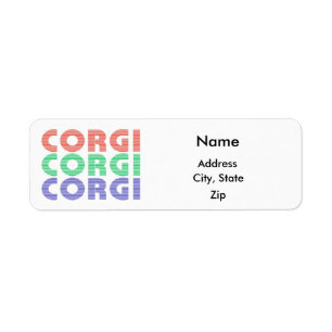 Corgi Dog Modern Colorful Text Label