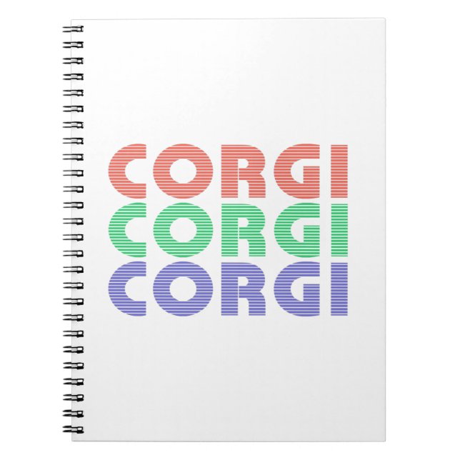Corgi Dog Modern Colorful Text Notebook (Front)
