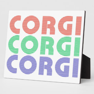 Corgi Dog Modern Colorful Text Plaque