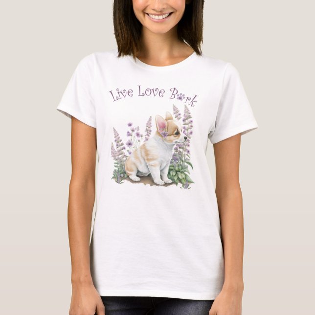Corgi Dog Mom Floral T-Shirt (Front)