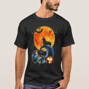 Corgi Dog Moon Pumpkin Halloween Costume Dog T-Shirt