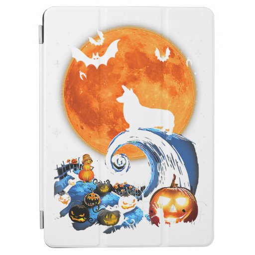 Corgi Dog Moon Pumpkin Halloween Costume iPad Air Cover
