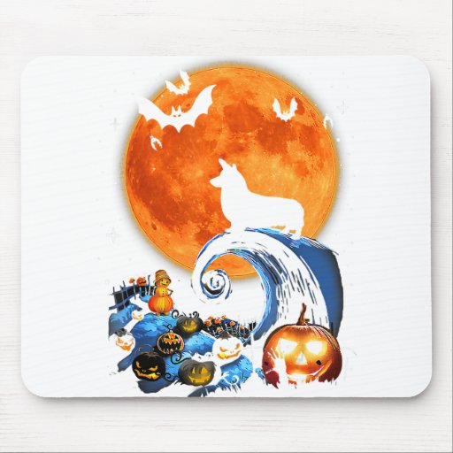 Corgi Dog Moon Pumpkin Halloween Costume Mouse Pad
