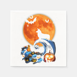 Corgi Dog Moon Pumpkin Halloween Costume Napkins