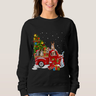 Corgi Dog On Red Truck Christmas Pajama Funny Xmas Sweatshirt