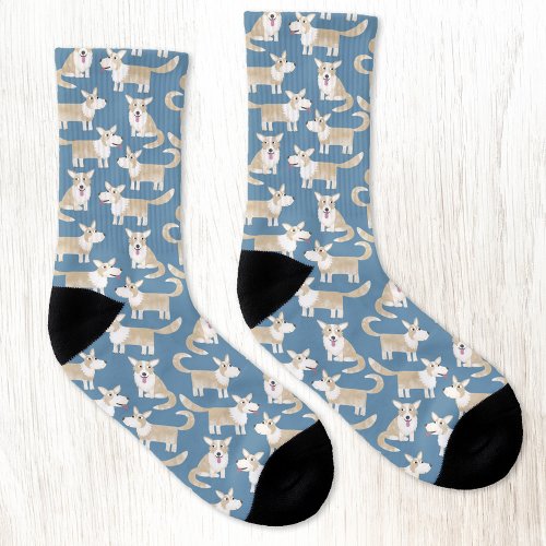 Corgi Dog Pattern Green Socks