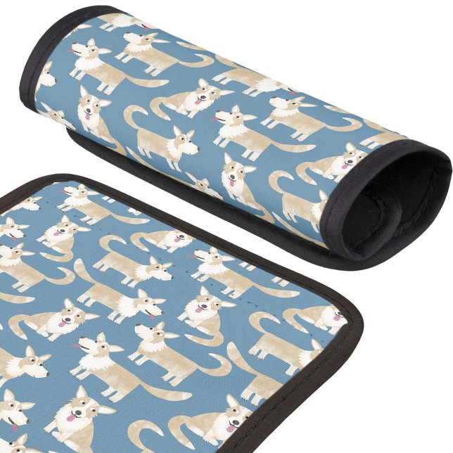 Corgi Dog Pattern Luggage Handle Wrap (Fun Corgi dog pattern art luggage handle wrap)