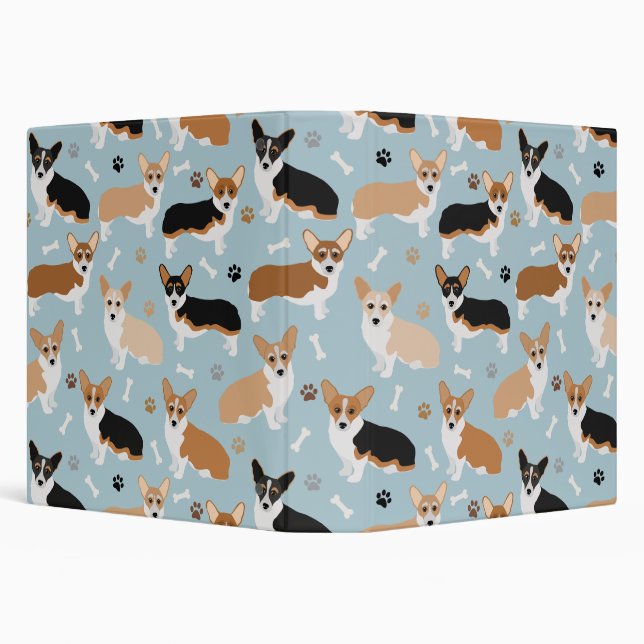Corgi Dog Paws and Bones 3 Ring Binder (Background)