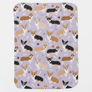 Corgi Dog Paws and Bones Baby Blanket