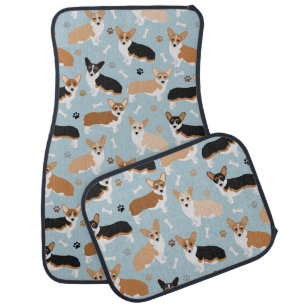 Corgi Dog Paws and Bones Car Floor Mat