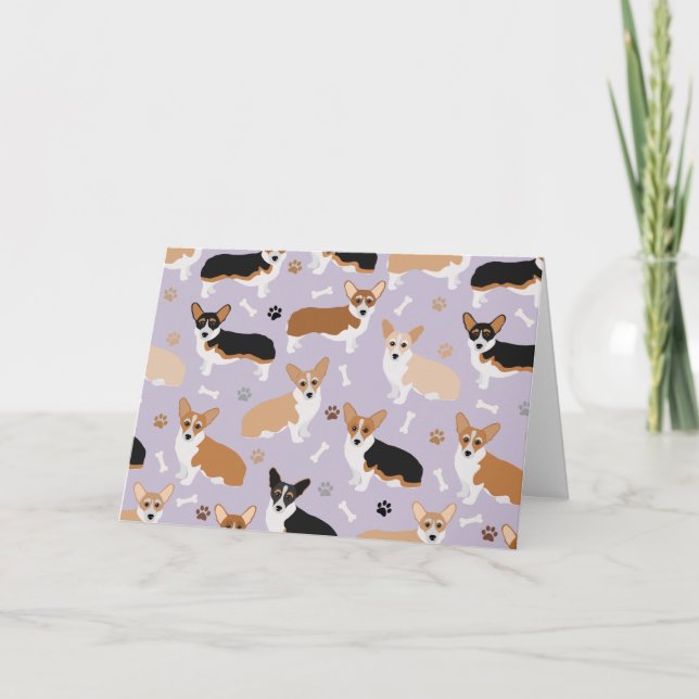 Corgi Dog Paws and Bones Card (Front)