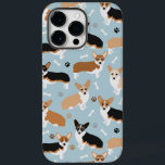 Corgi Dog Paws and Bones Case-Mate iPhone 14 Pro Max Case<br><div class="desc">Cute Corgi dogs with fawn,  red and tri coat colors with paw prints and dog bones pattern.</div>