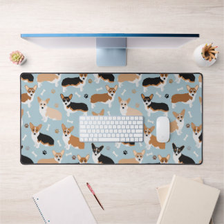 Corgi Dog Paws and Bones Desk Mat