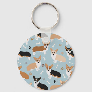 Corgi Dog Paws and Bones Keychain