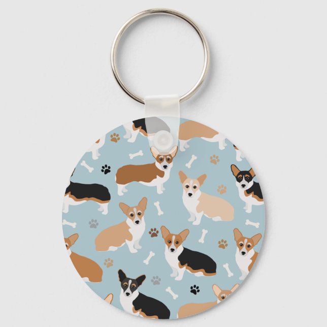 Corgi Dog Paws and Bones Keychain (Front)