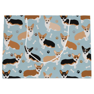 Corgi Dog Paws and Bones Large Gift Bag