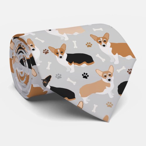 Corgi Dog Paws and Bones Neck Tie