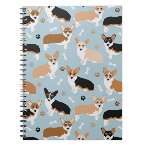 Corgi Dog Paws and Bones Notebook