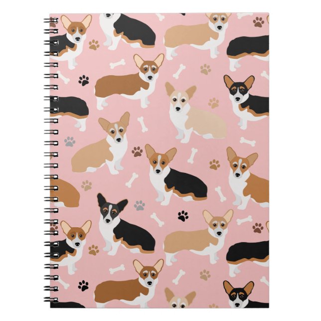 Corgi Dog Paws and Bones Notebook (Front)