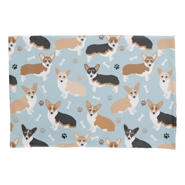 Corgi Dog Paws and Bones Pillow Case (Front)