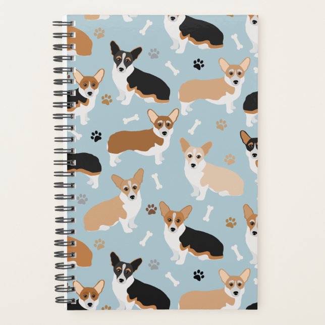 Corgi Dog Paws and Bones Planner (Front)