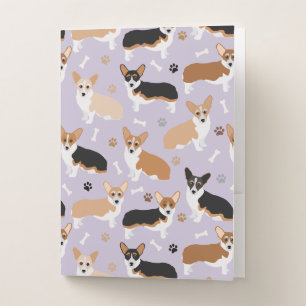 Corgi Dog Paws and Bones Pocket Folder