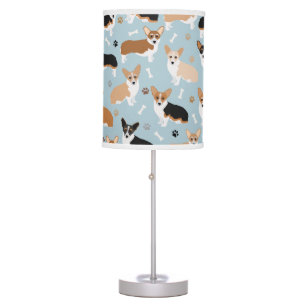 Corgi Dog Paws and Bones Table Lamp