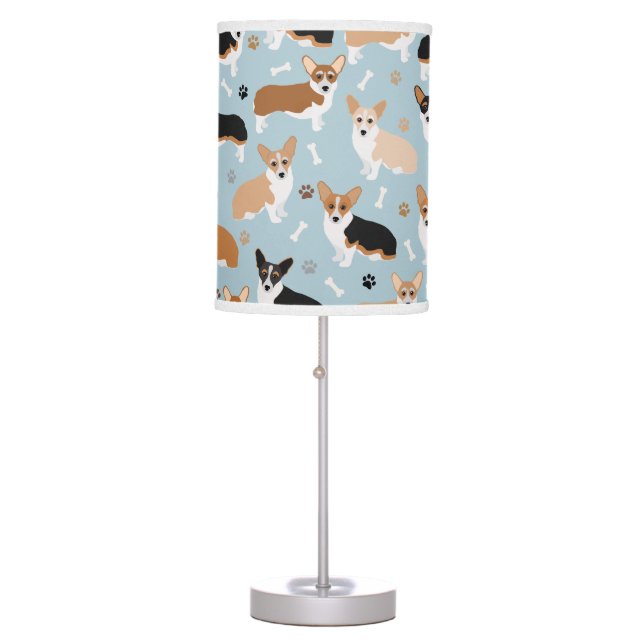 Corgi Dog Paws and Bones Table Lamp (Front)