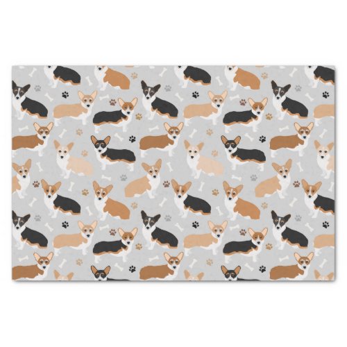 Corgi Dog Paws and Bones Tissue Paper