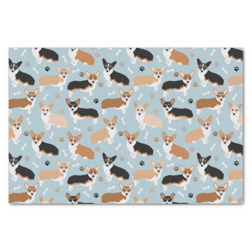 Corgi Dog Paws and Bones Tissue Paper