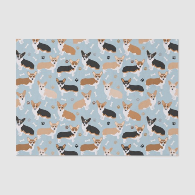 Corgi Dog Paws and Bones Tissue Paper (Front)