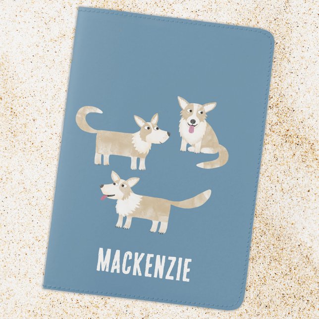 Corgi Dog Personalized Passport Holder (Fun corgi dog personalized custom name passport holder cover)