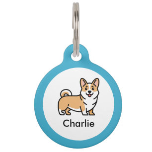 Corgi Dog Personalized Pet Name ID Collar Tag