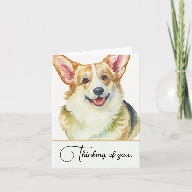 Corgi Dog Personalized Thinking Of You Note Card (Front)
