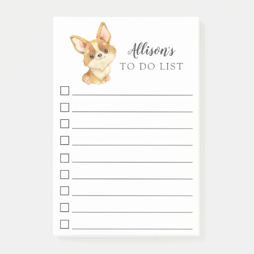 Corgi Dog Personalized To Do List Post_it Notes