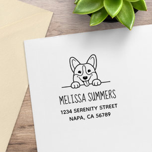 Corgi Dog Pet Address Rubber Stamp