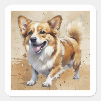 Corgi Dog Pet Animal Square Sticker