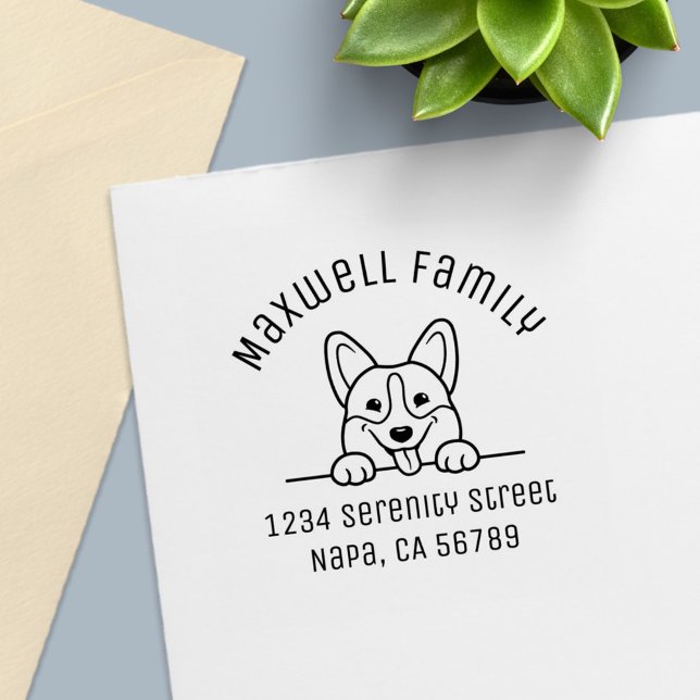 Corgi Dog Pet Arch Family Address Self-inking Stamp (Creator Uploaded)