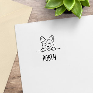 Corgi Dog Pet Custom Name Rubber Stamp