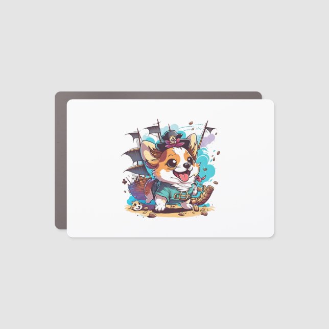 Corgi Dog Pirate Car Magnet (Front)