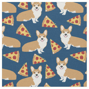 Corgi dog pizza pattern fabric