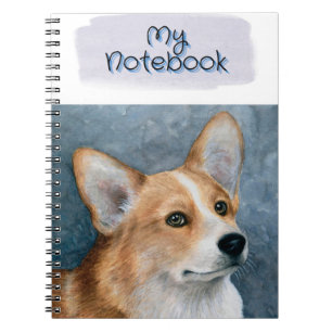 Corgi Dog portrait 89 art Notebook