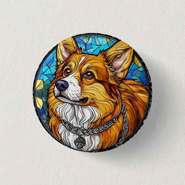 Corgi Dog Portrait Button (Front)