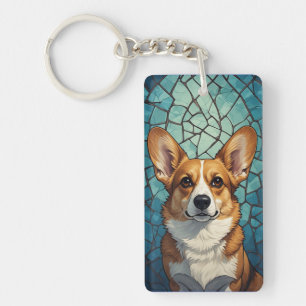 Corgi Dog Portrait For Dog Lovers Keychain