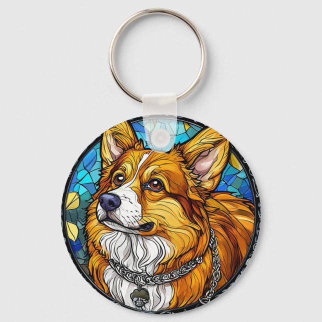 Corgi Dog Portrait Keychain (Front)