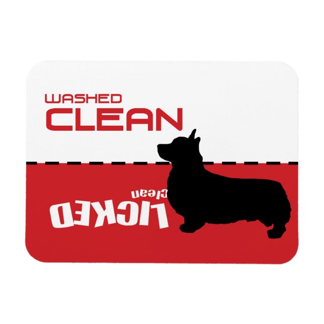 Corgi Dog, Puppy Dishwasher Magnet - Licked Clean (Horizontal)