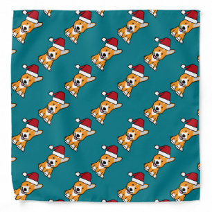 Corgi dog puppy Pembroke Welsh Christmas Santa hat Bandana