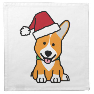 Corgi dog puppy Pembroke Welsh Christmas Santa hat Napkin