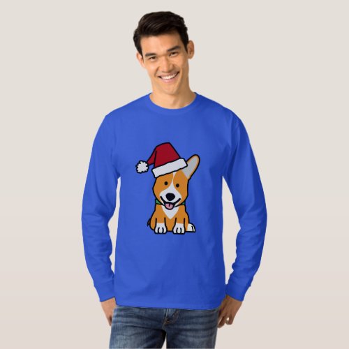 Corgi dog puppy Pembroke Welsh Christmas Santa hat T_Shirt